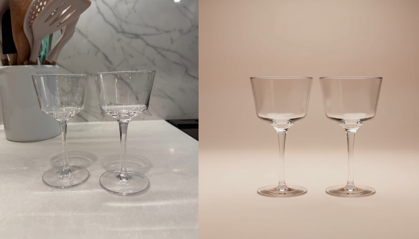 Before and after AI photo enhancement